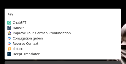 A list of favorite bookmarks related to German language resources.