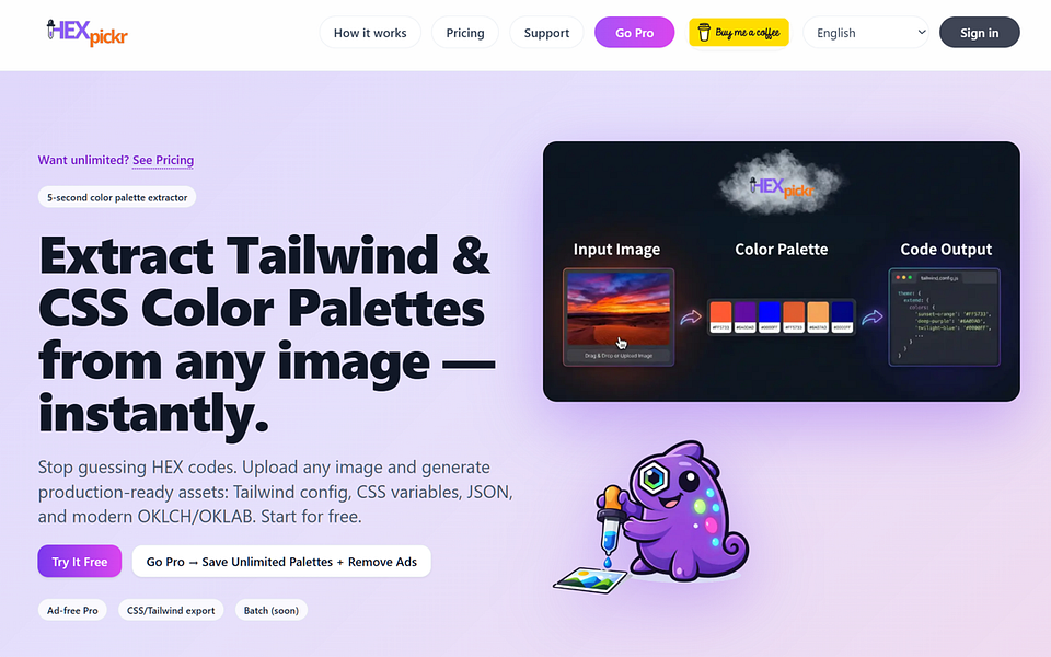 HexPickr: Extract Tailwind, JSON & CSS Color Palettes from | BetaList