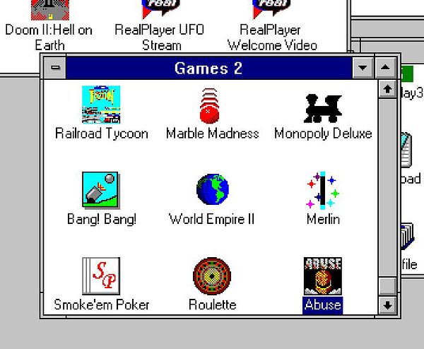 Screenshot of the Steam software interface showing the library page with the game 'Abuse' highlighted for installation.