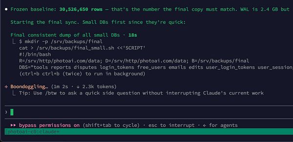 Screenshot of a terminal window displaying an rsync command syncing files between a local machine and a remote VPS server.