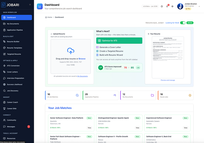 Jobari: Optimize your resume, match jobs, and prep | BetaList
