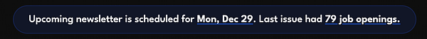 A notification about an upcoming newsletter with job openings.