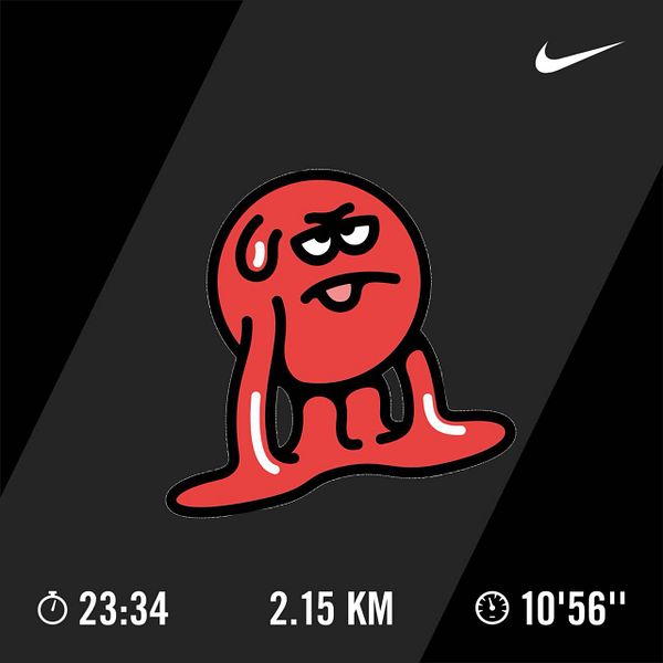 Fitness tracker app screenshot showing running stats for a morning run with incline activity.