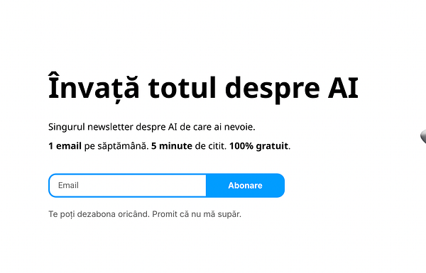 A promotional newsletter sign-up interface focused on AI education.