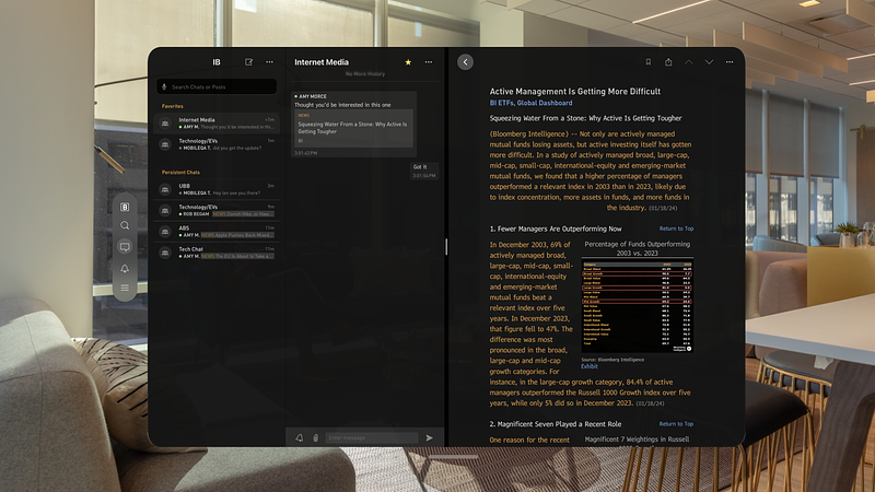 Screenshot of Bloomberg Pro for Vision