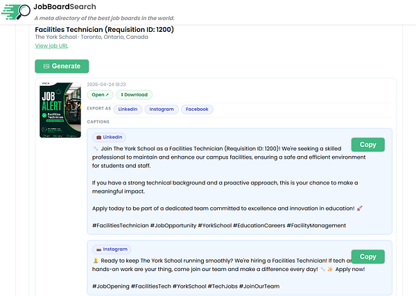 Dashboard of job alerts showcasing job titles, locations, companies, and application statuses with a user interface for filtering and managing job applications.