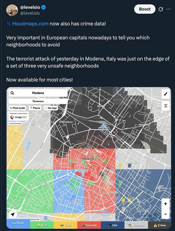 Interactive Hoodmaps interface displaying New York City's nightlife, bars, and nightlife density data with filters and voting options.