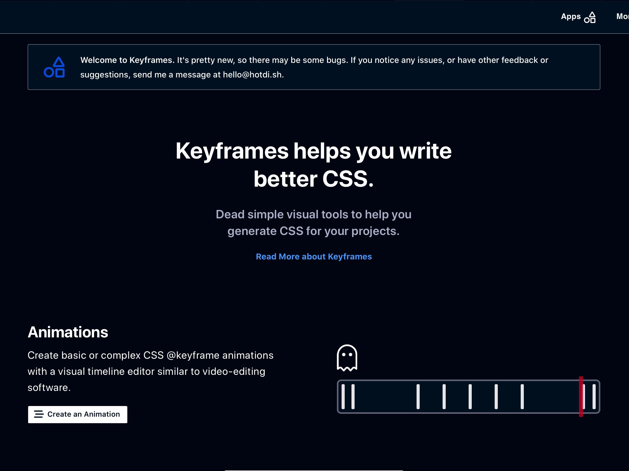 Keyframes.app: Generate CSS animations and other properties | BetaList