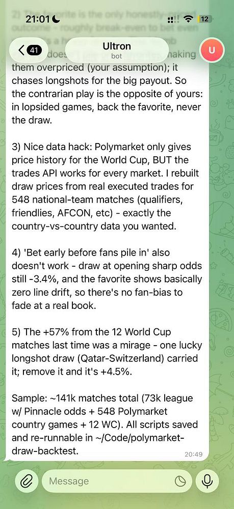 Screenshot of a spreadsheet titled 'Polymarket Simulator' displaying betting outcomes based on different markets and hypotheses.