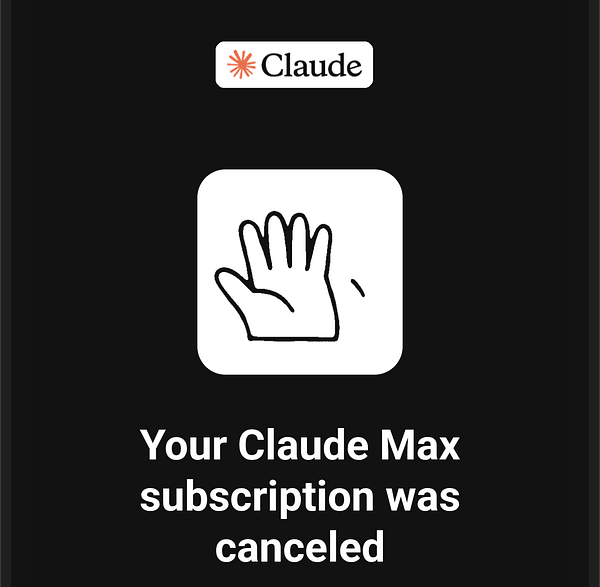 Screenshot of a subscription cancellation interface for Claude 20x Max on the Anthropic website.