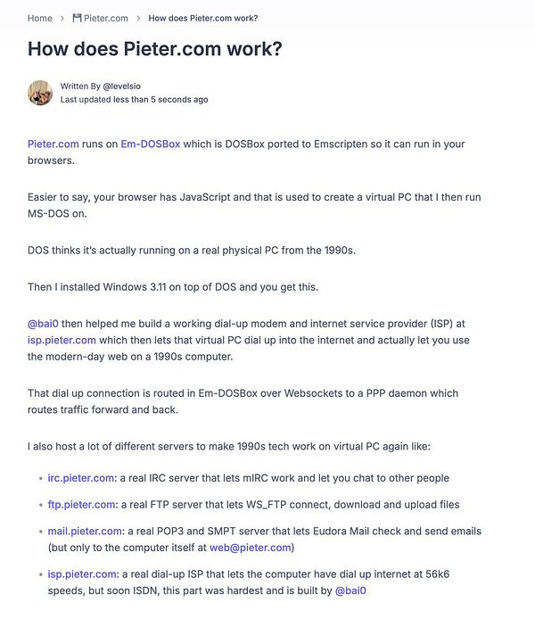 The image displays a webpage titled 'How does Pieter.com work?' with detailed explanations about its functionality.