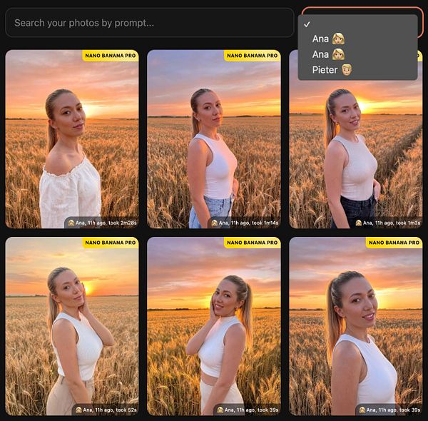 User interface screenshot of a web app showing model filter and model selector with dynamic options from the server.