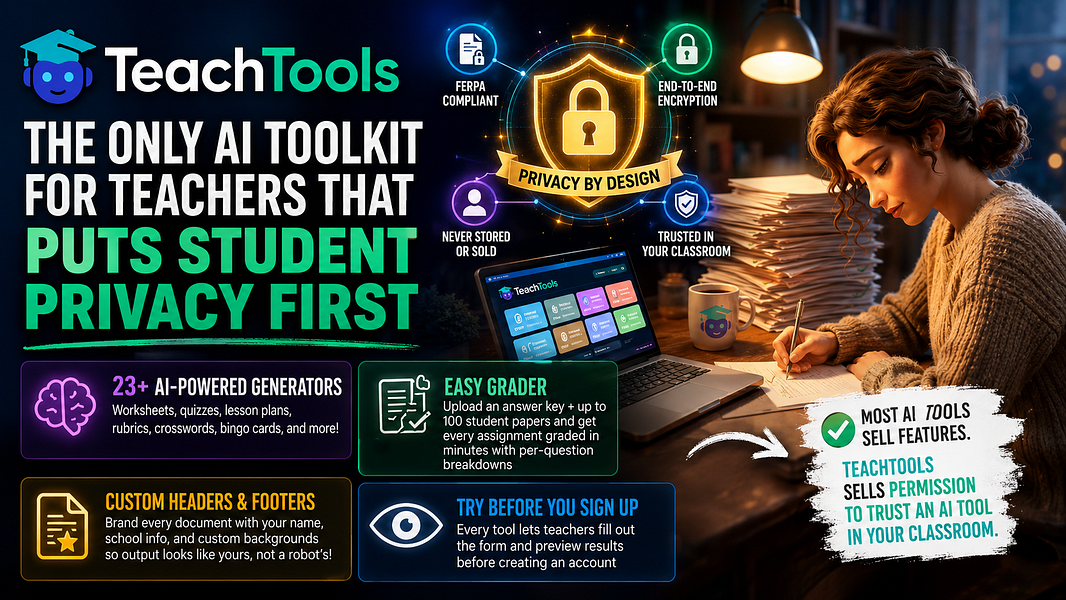 TeachTools – Create FERPA-compliant worksheets, quizzes, and lesson plans visual 2