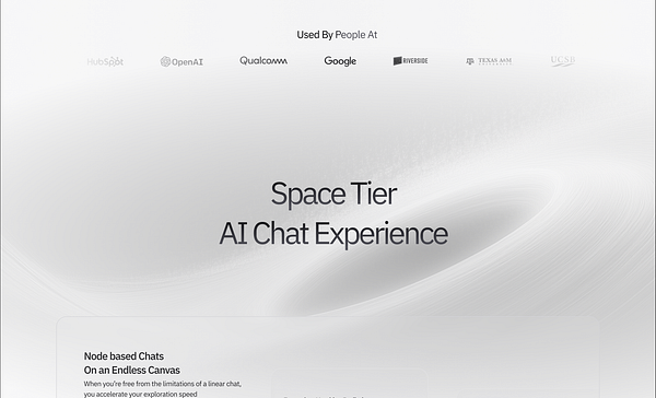 The image features a sleek, modern webpage promoting an AI chat experience.