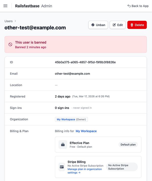 Admin panel user list interface showing user statuses, including banned users, alongside controls for filtering and pagination.