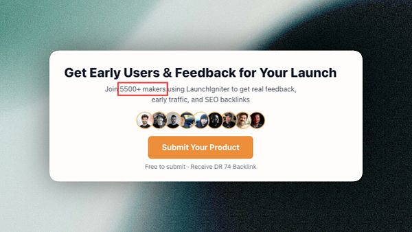 Dashboard image displaying data for 5,500 users with a line graph and key statistics.