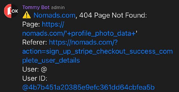 A 404 error message from the Nomads.com website indicating a page was not found.