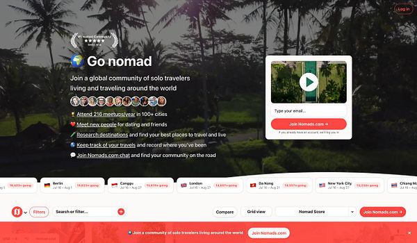 Screenshot of a webpage titled 'The Remote Life' promoting a remote work experience with a call-to-action button 'Apply Now'.