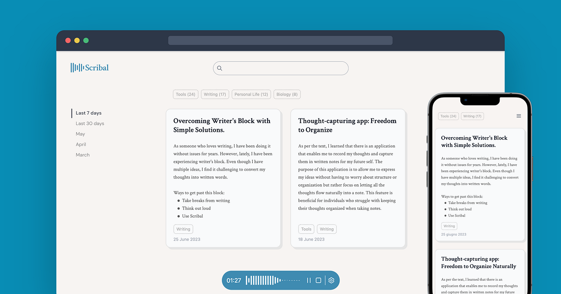 Scribal: Make clear notes just by talking | BetaList
