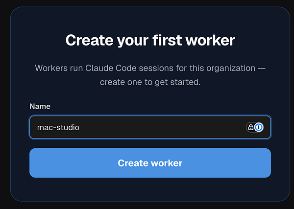 Screenshot of a worker creation form in an onboarding flow interface with fields and options for user input.