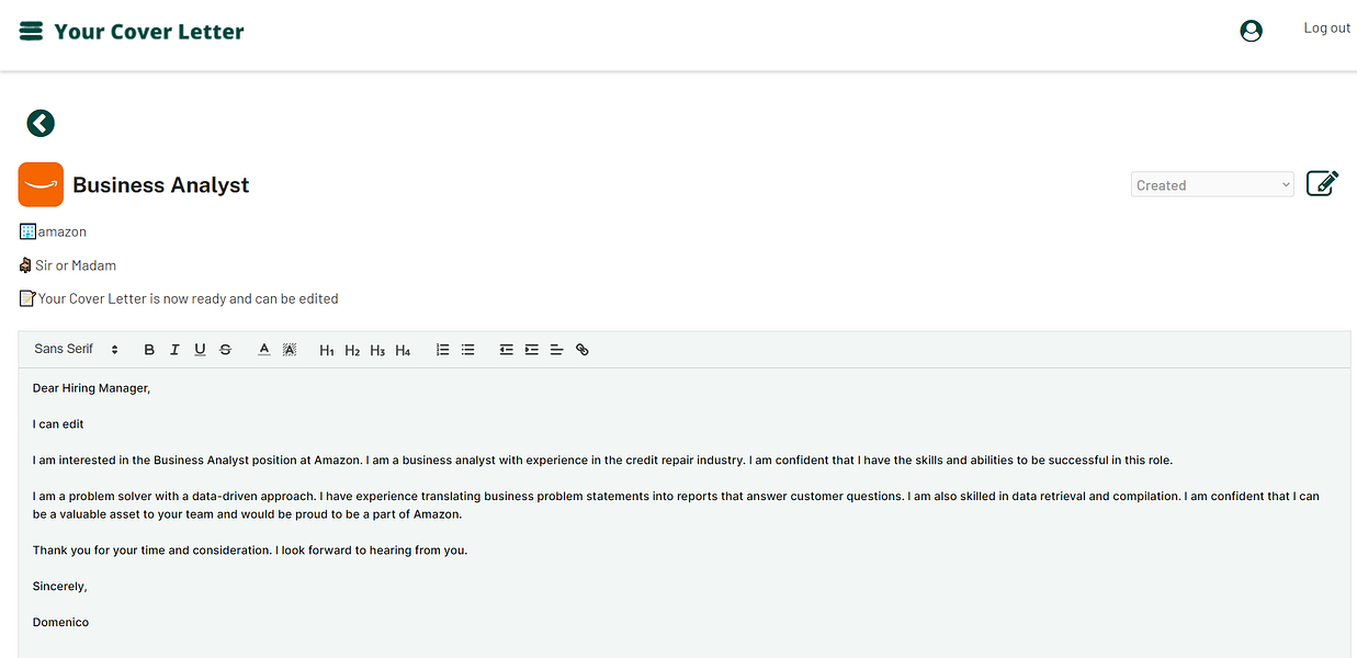 Your Cover Letter