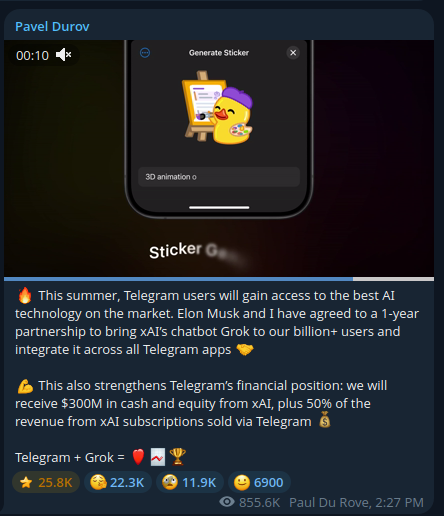 The image features a Telegram interface showcasing a sticker generation feature with a playful emoji.