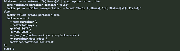 Screenshot of a Portainer dashboard after Docker setup showing containers, endpoints, and server details.