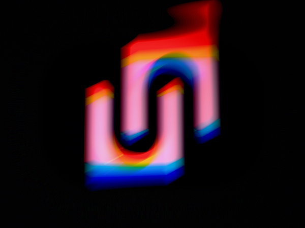 Abstract digital art featuring vibrant streaks and swirls of blue, pink, red, and white on a dark background.