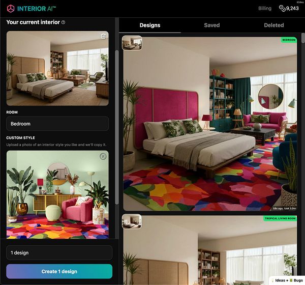 A user interface screen for uploading and resizing a style image with options to manually resize or use the original size, along with controls for rotating and zooming the image.