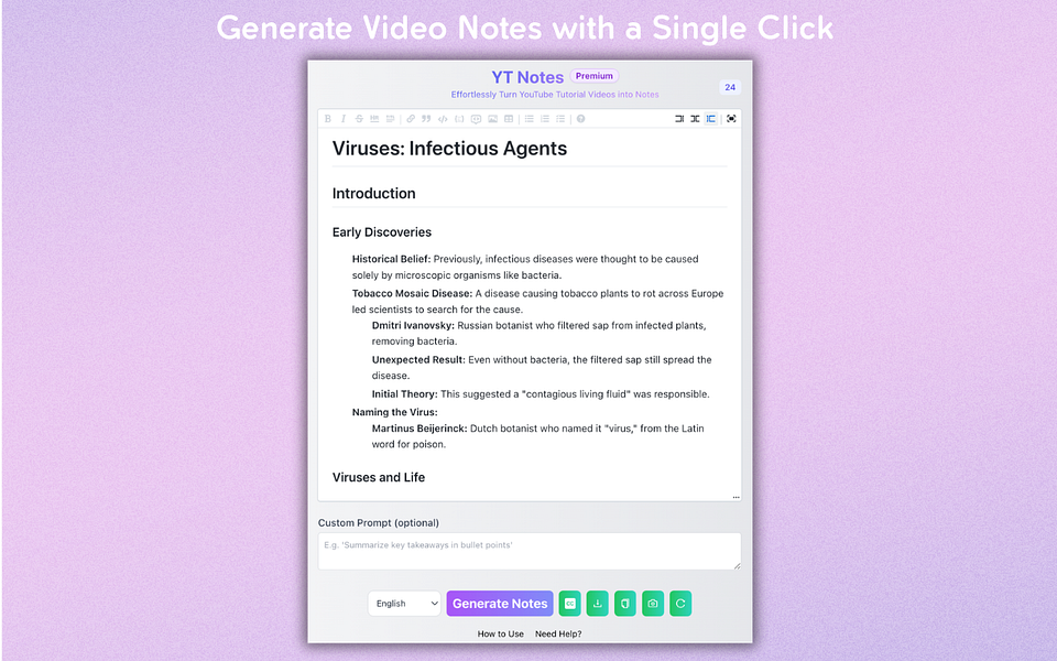 YT Notes