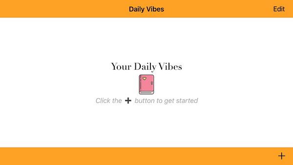The image is an empty state screen for a 'Daily Vibes' application.