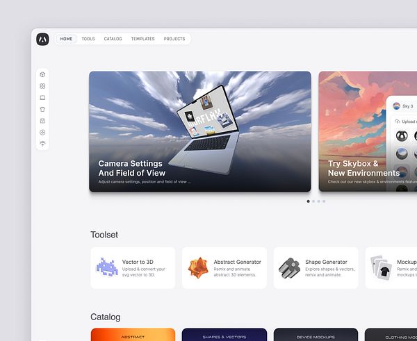 The image displays a modern homepage layout for Morflax Studio, featuring various tools and resources for design.