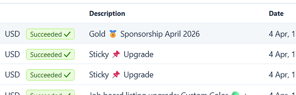 A promotional graphic for April's gold sponsorship featuring a gold shield and text details about the sponsorship opportunity.