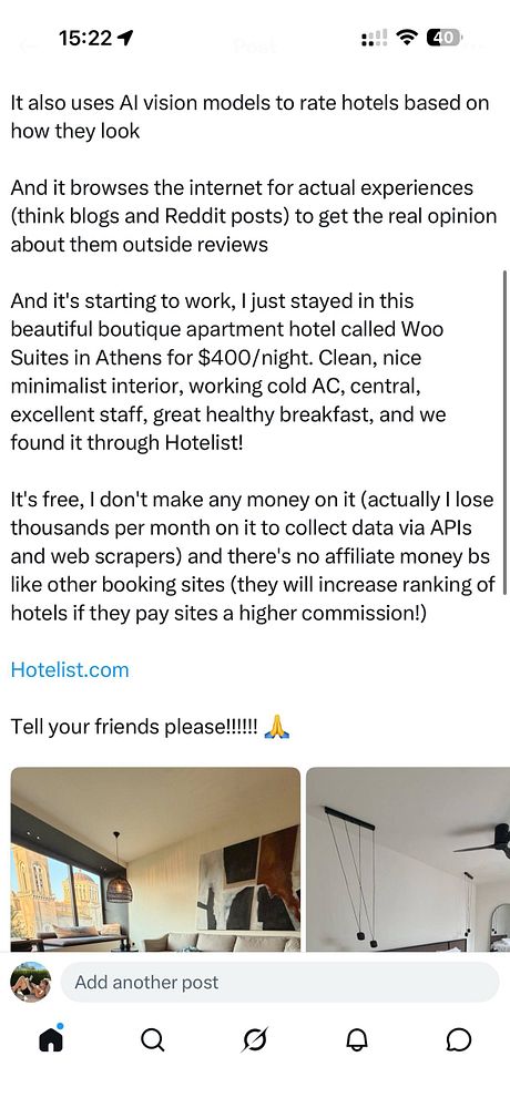 Screenshot of a Twitter thread discussing Levelsio's reflections on his hotel and learning, dated January 3, 2023.