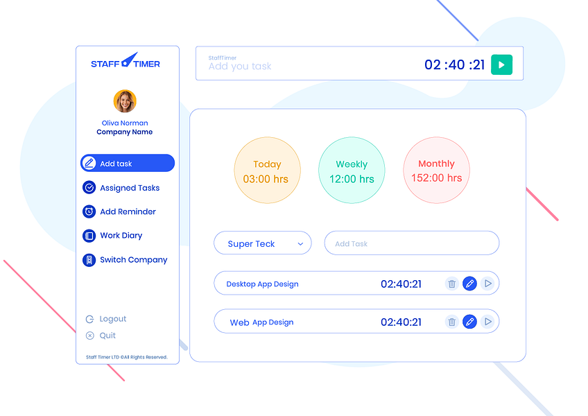 Staff timer app