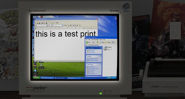 Screenshot of a Windows XP desktop with a printer driver installation wizard window open, displaying printer settings and options.