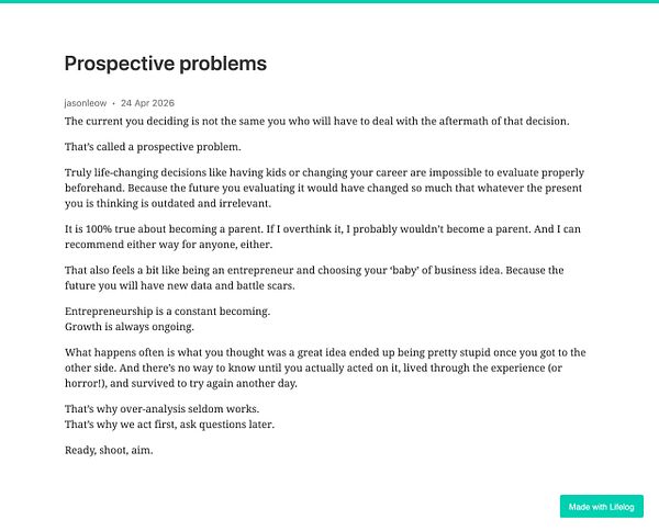 An illustrated webcomic titled 'Prospective Problems' depicting three characters discussing hypothetical future problems.