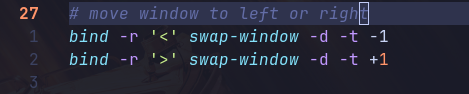 Screenshot of tmux configuration file with commented and active settings.