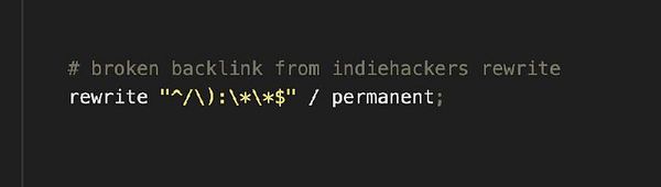 The image displays a code snippet related to rewriting a broken backlink.
