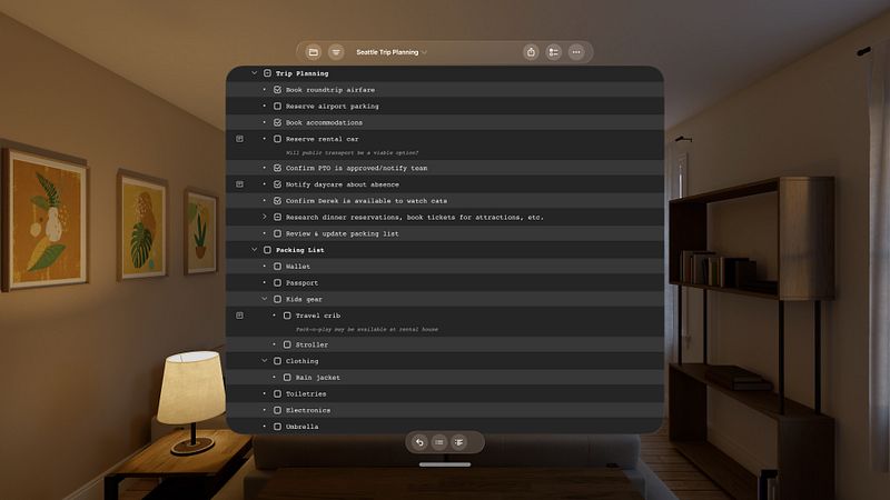 Screenshot of OmniOutliner 6