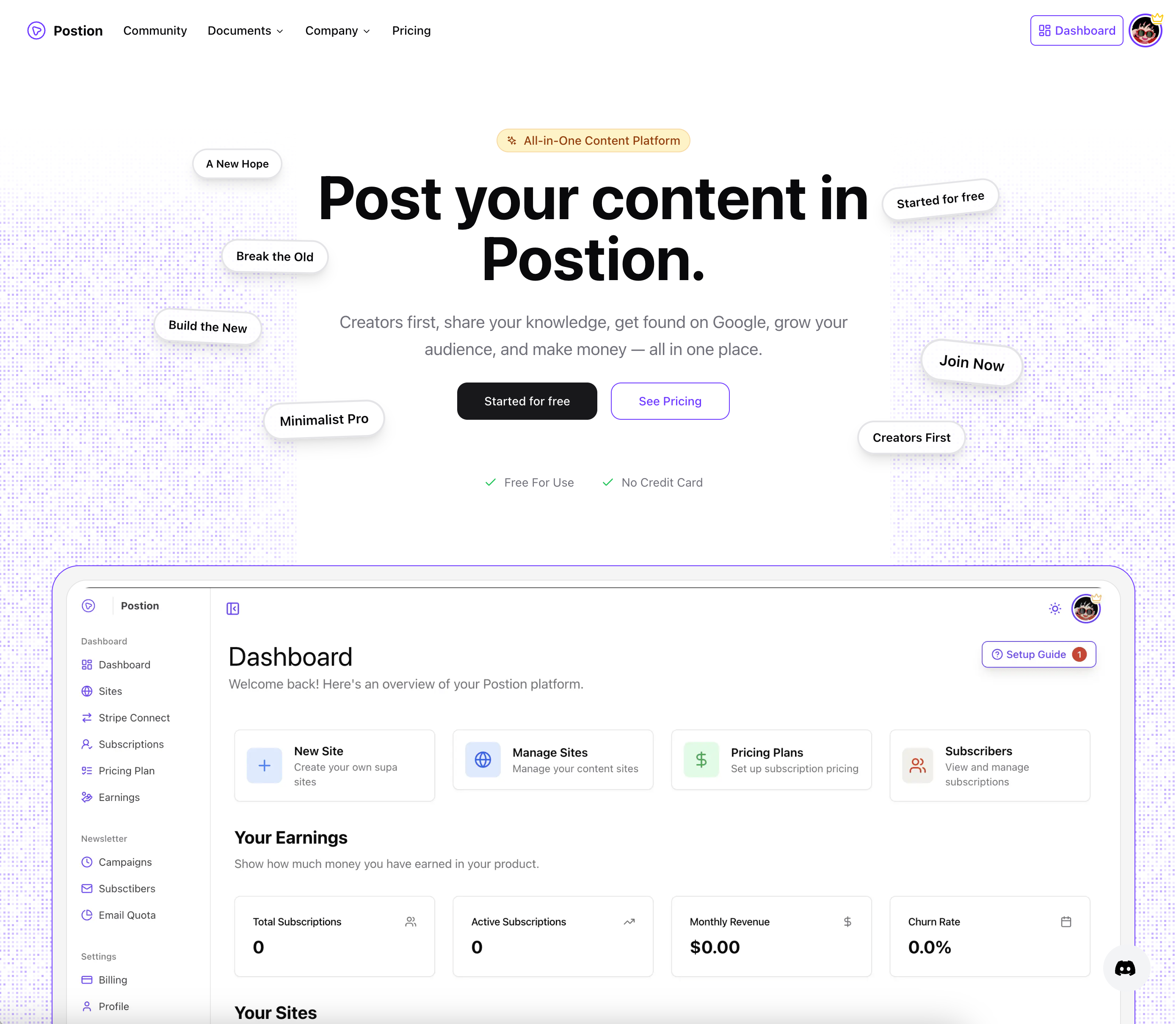 Postion: Post your content in Postion