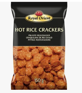 A package of Royal Orient Hot Rice Crackers.