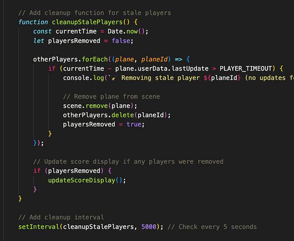 The image displays a code snippet for a function that cleans up stale players in a game environment.