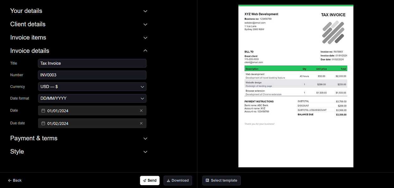 Simpler Invoice