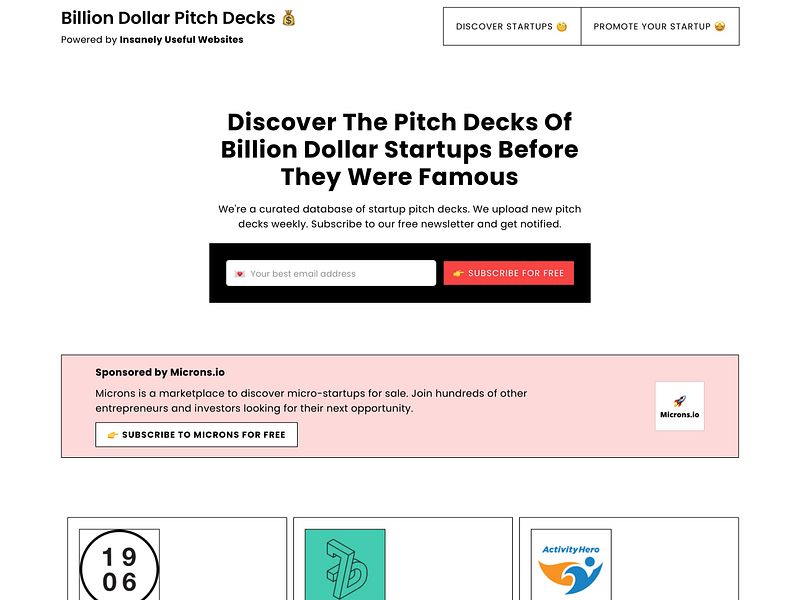 Billion Dollar Pitch Decks