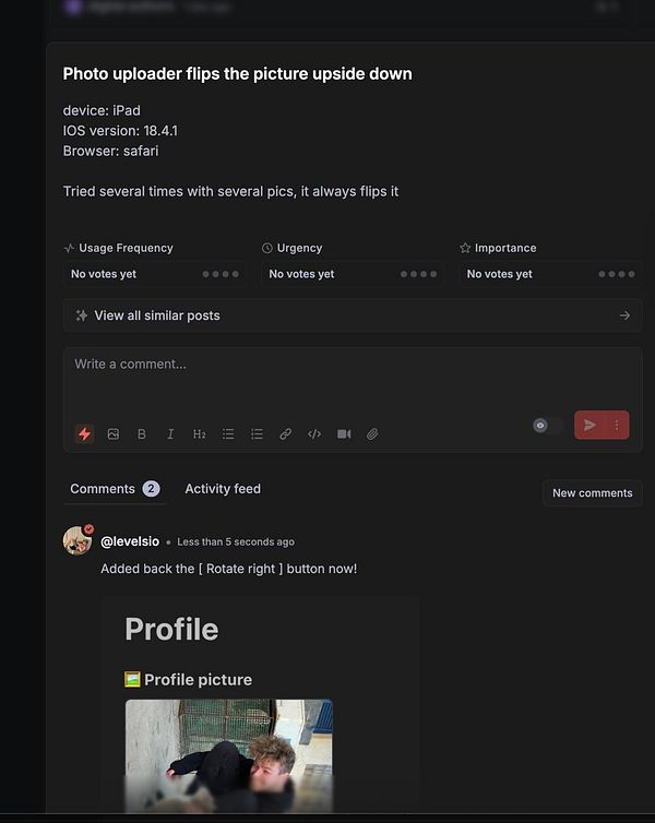 The image displays a task interface related to a photo uploader issue on an iPad.