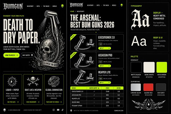 Four different UI screen designs showcasing product pages and a cart feature in a mobile app layout.