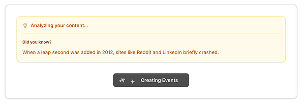 The image displays a user interface with a fun fact about a leap second and its impact on websites.