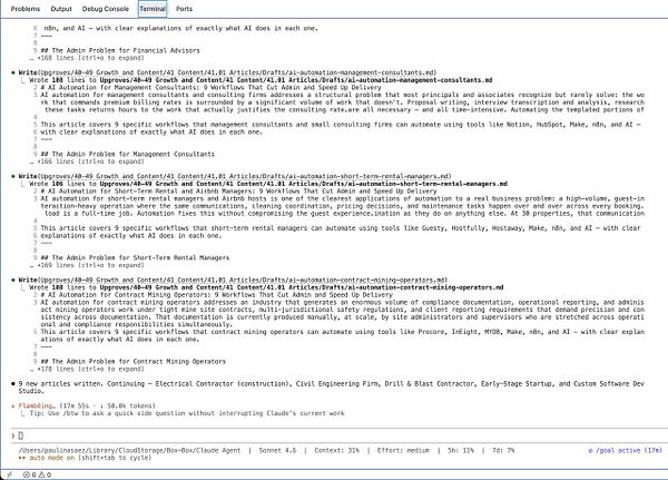A screenshot of a web interface showcasing a project dashboard for an AI-powered content creation service.