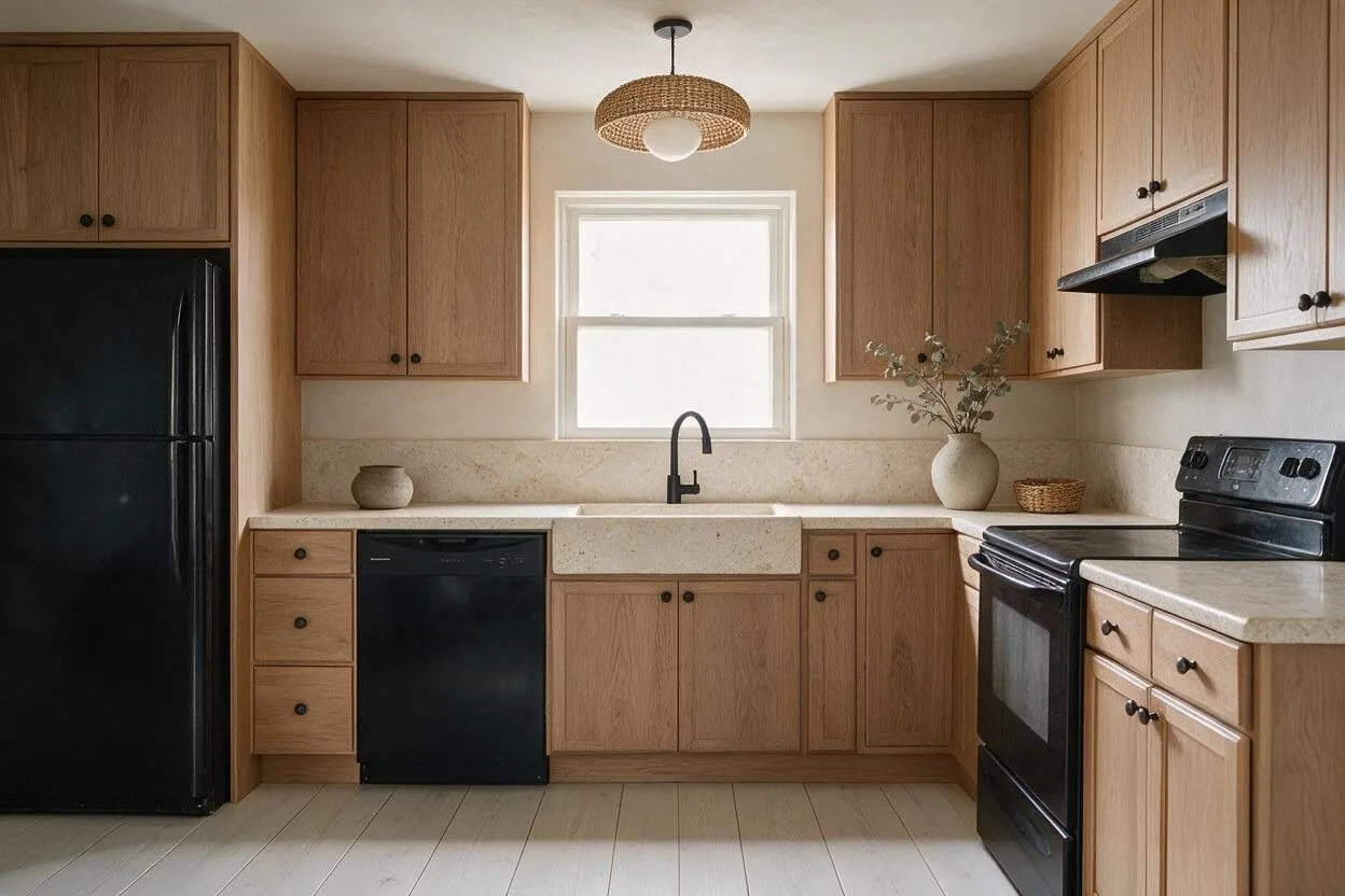 The same kitchen in the Organic Modern style